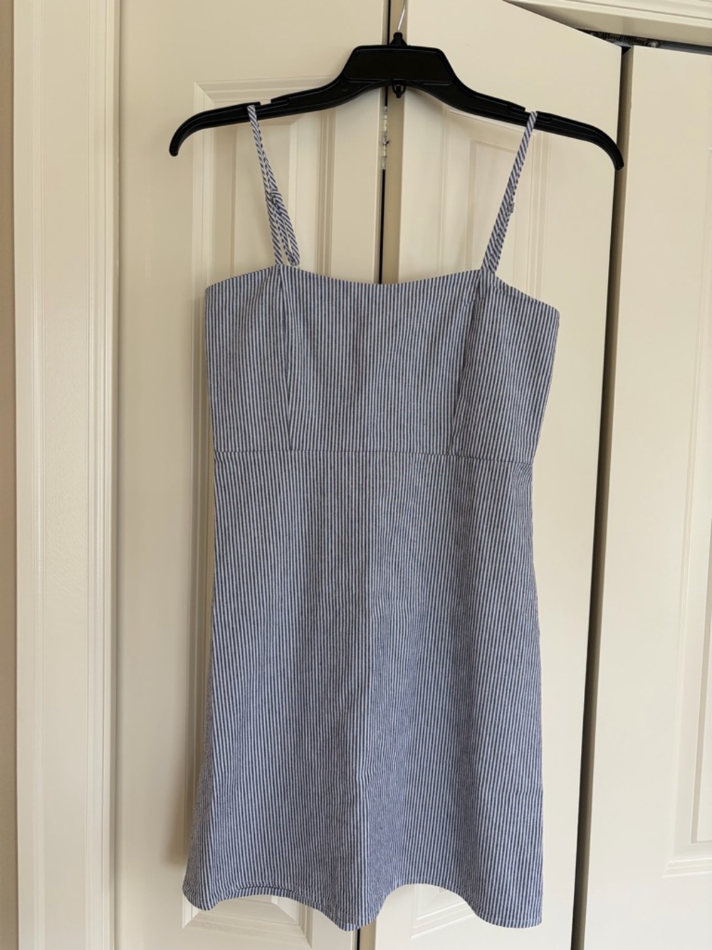 Brandy Melville Blue and White Pin-Striped Mini Dress